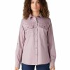 * Dickies Women'S Cotton Long Sleeve Roll Tab Work Shirt Best Price Lilac Shirts