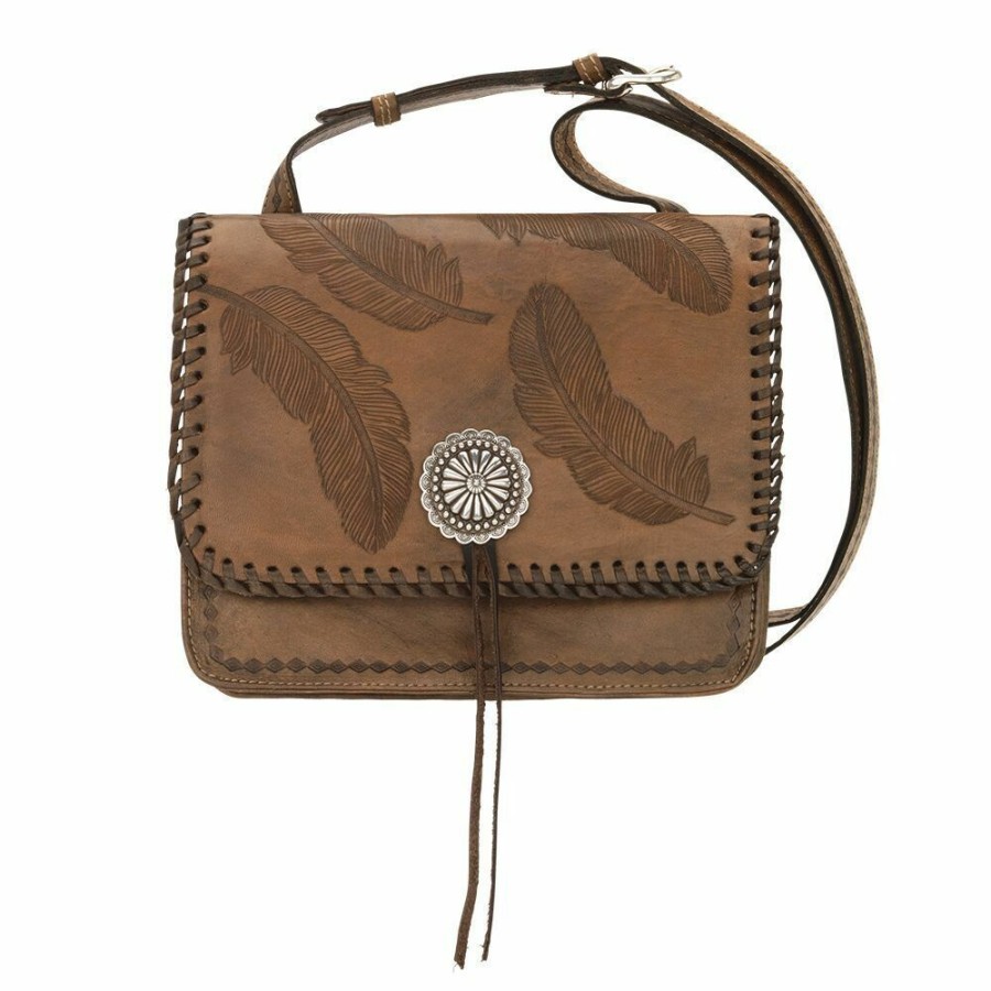 * American West Women'S Sacred Bird Crossbody Bag Charcoal Brown New Threads Bags & Purses