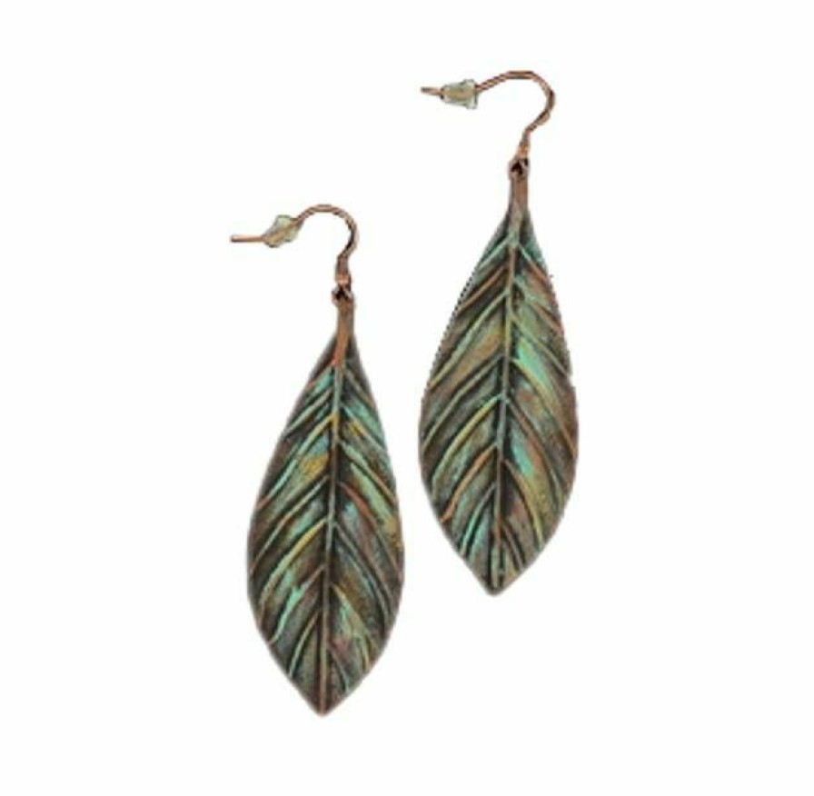 * Blazin Roxx Women'S Patina Lock Feather Earrings Attractive Jewelry