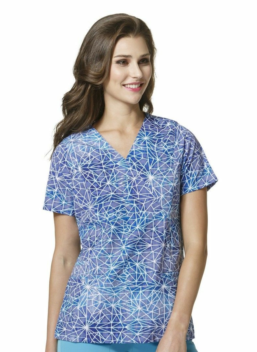 * Wonderwink Women'S Mock Wrap Print Top Hot Selling Scrubs