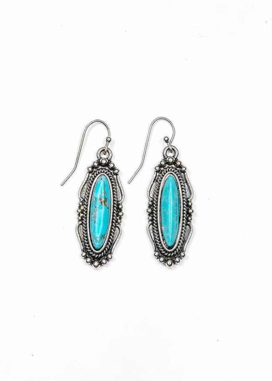 * West 20 Fish Hook Silver Turquoise Earring Turquoise Best Sale Jewelry