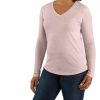 * Carhartt Women'S Relaxed Fit Midweight Long Sleeve V Neck Tee Best Price Shirts