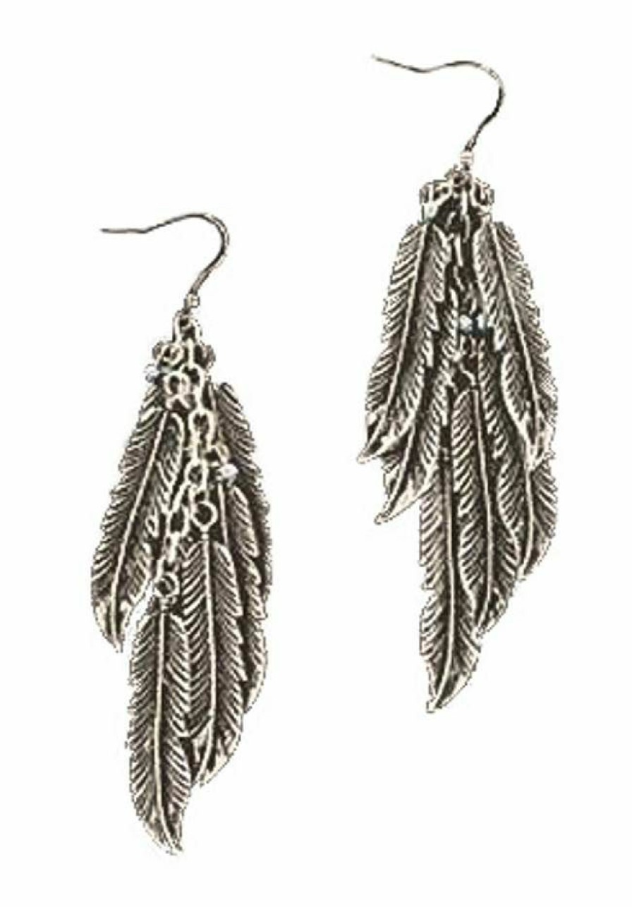 * Blazin Roxx Women'S Multi Feathers Dangle Earrings Silver Premium Jewelry