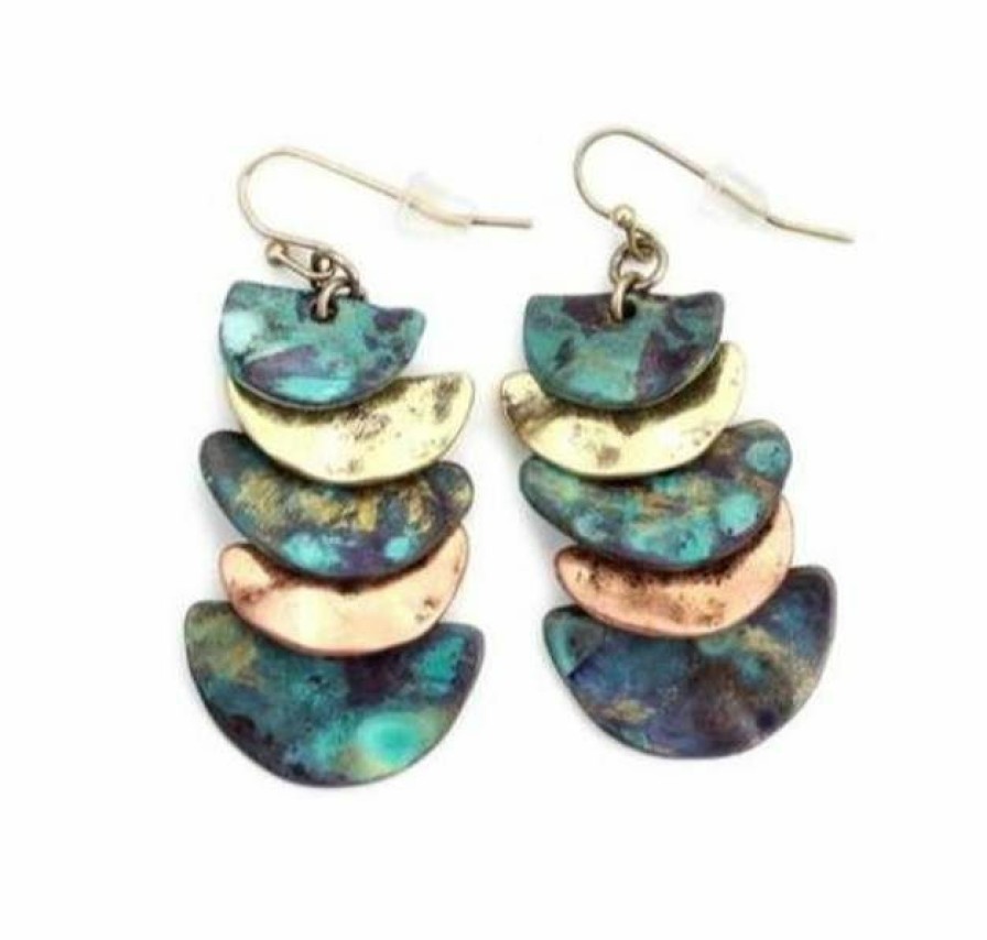 * Wyo-Horse Layered Waterfall Earrings Patina Discount Jewelry