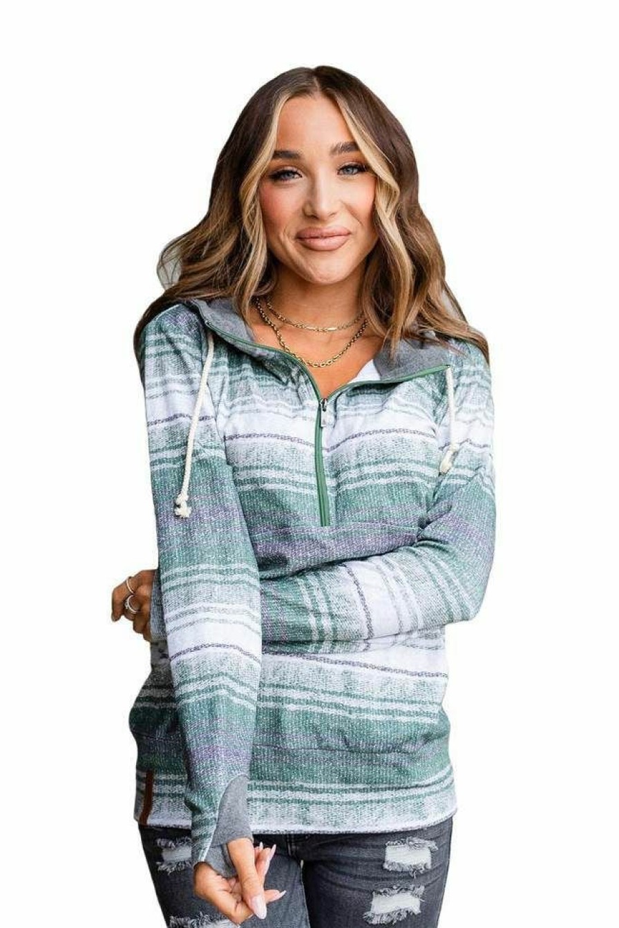 * Ampersand Avenue Women'S Serape Halfzip Sweatshirt Cheap Emerald Hoodies & Sweatshirts