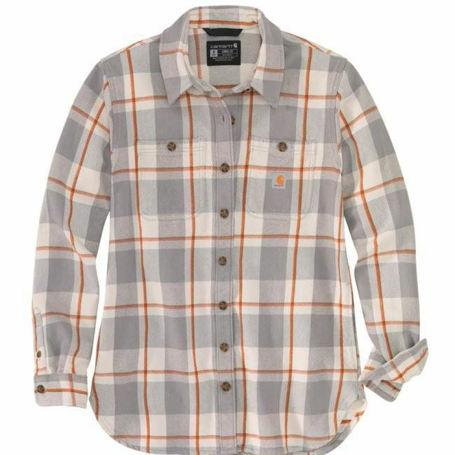 * Carhartt Women'S Loose Fit Heavyweight Twill Long-Sleeve Plaid Shirt Cheap Shirts