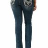 * Grace In La Women'S Faux Flap Bling Pocket Mid Rise Pocket Jeans Best Price Medium Blue Pants