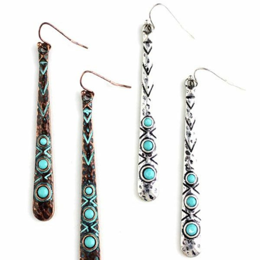 * Wyo-Horse Earring Turquoise Bar Crazy Deals Silver Jewelry