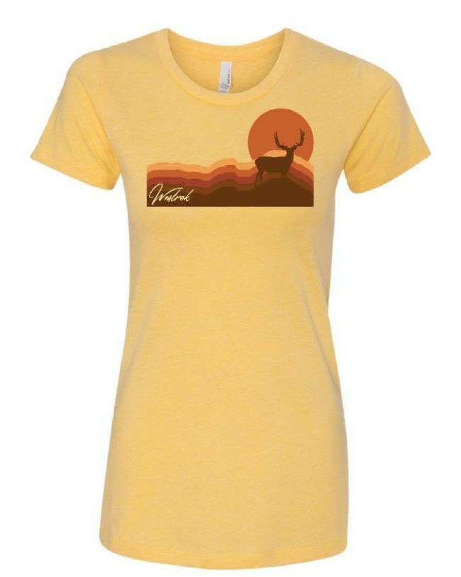 * Westrek Hunting Women'S Short Sleeve Sunset Buck Shirt Outlet Yellow Shirts