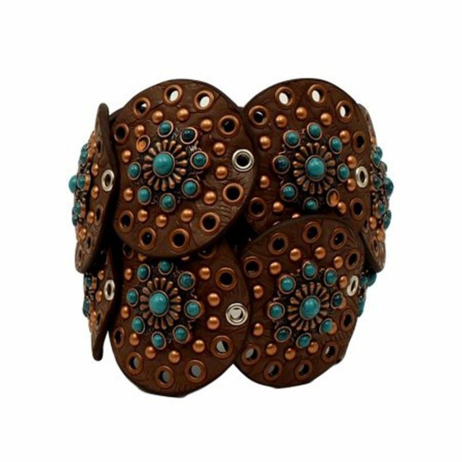 * Nocona Women'S Wo Floral Boho Disc Belt Attractive Brown Belts & Buckles