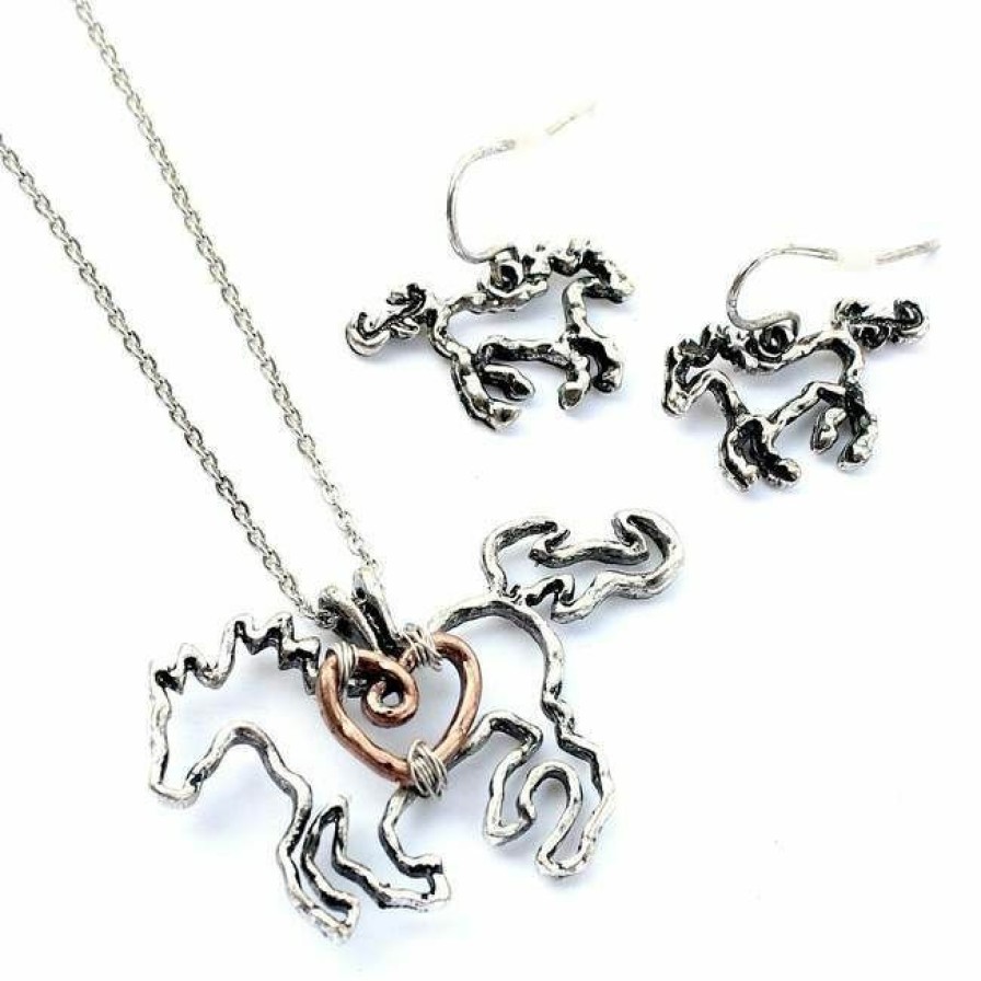 * Wyo-Horse Women'S Wire Horse And Heart Jewelry Set Attractive Jewelry