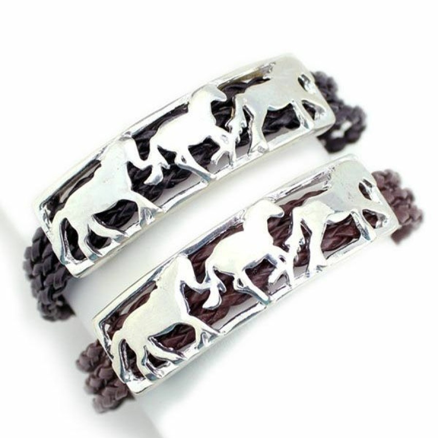 * Wyo-Horse Women'S Bracelet 3 Horses Flash Sale Brown Jewelry