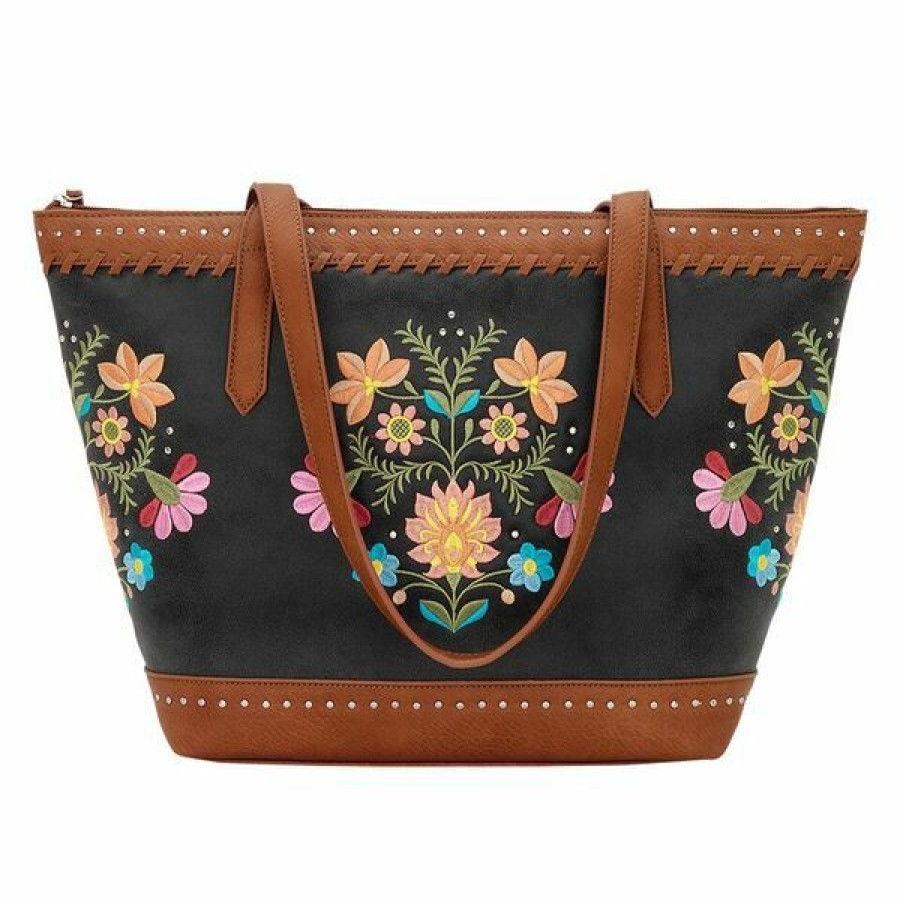 * American West Women'S Maya Zip Top Tote Black Top Selling Bags & Purses