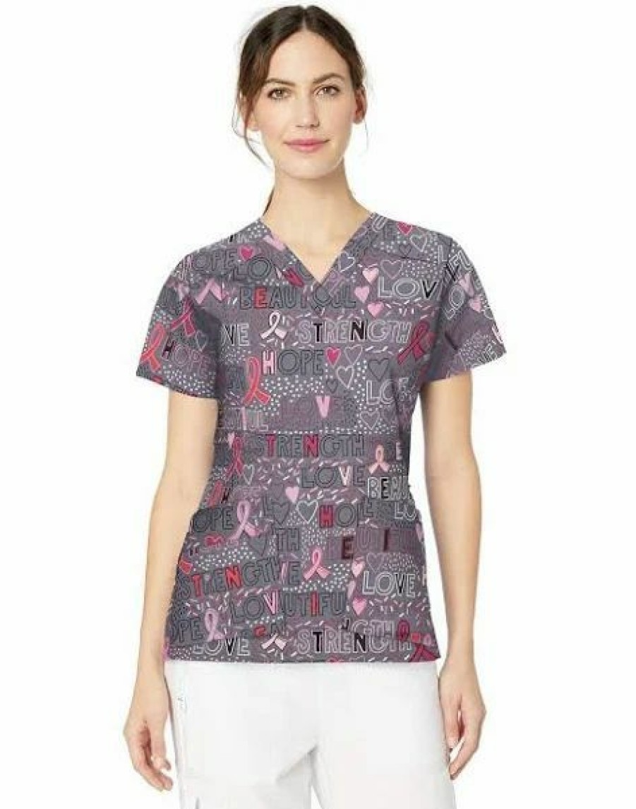 * Wonderwink Women'S Hope & Love Verity Scrub V-Neck Short Sleeve Best Price Gray Scrubs