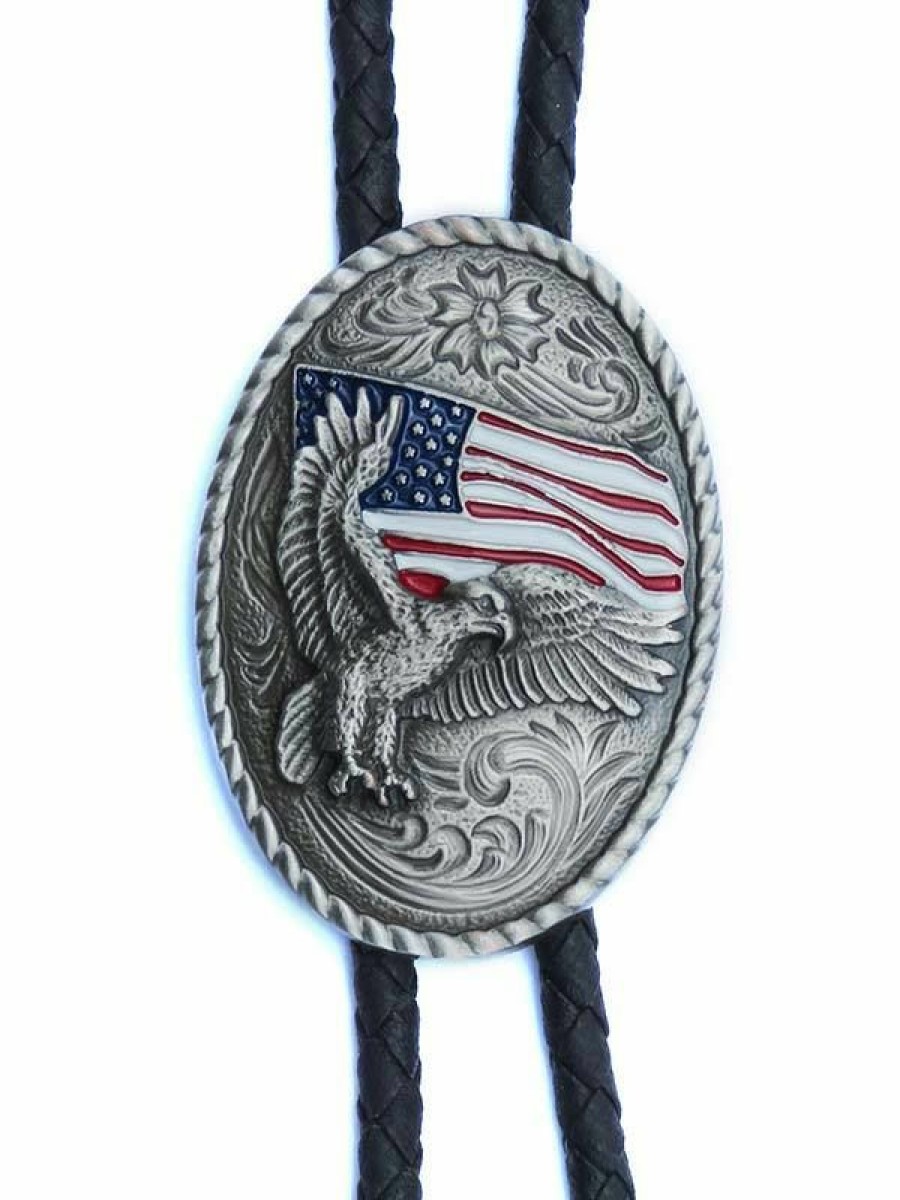 * Double S Men'S Bolo Tie, Eagle/Usa Flag New Arrivals Jewelry