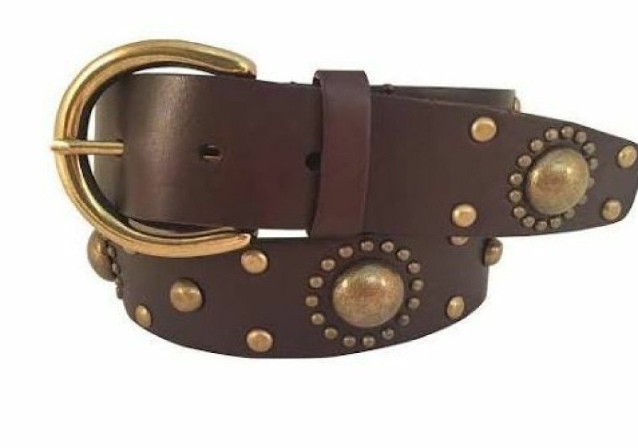 * Gem-Dandy Women'S Multi Dome Studded D-Ring Buckle Brown, Xxl Online Store Belts & Buckles