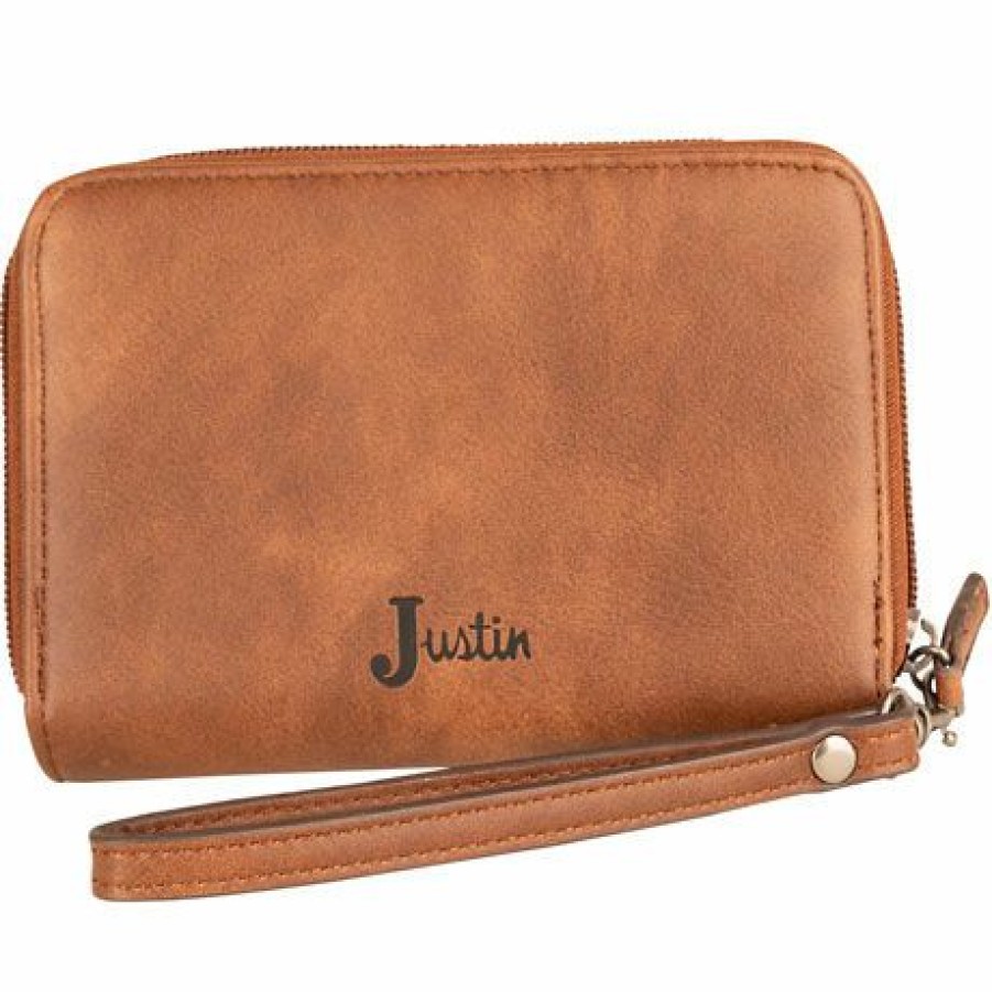 * Justin Women'S Wallet Naja Concho Brown Turquoise Crazy Deals Wallets