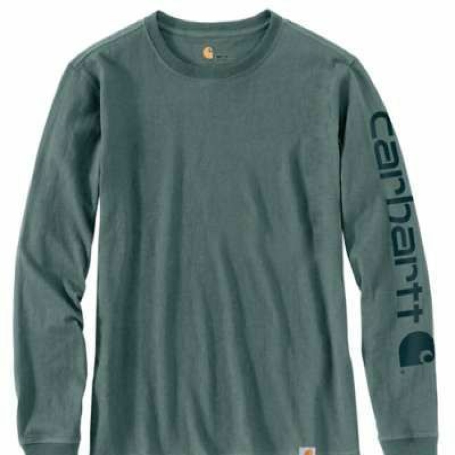 * Carhartt Women'S Workwear Sleeve Logo-Soft Blue Discount Heather Gray Shirts