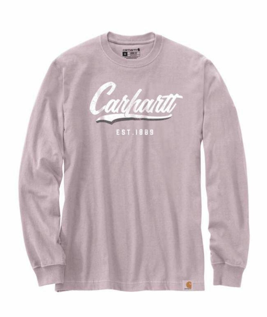 * Carhartt Women'S Loose Fit Heavyweight Long Sleeve Graphic Shirt Premium Dusk Purple Shirts