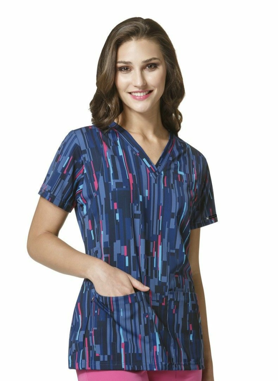 * Wonderwink Women'S V-Neck Print Top Best Price Scrubs