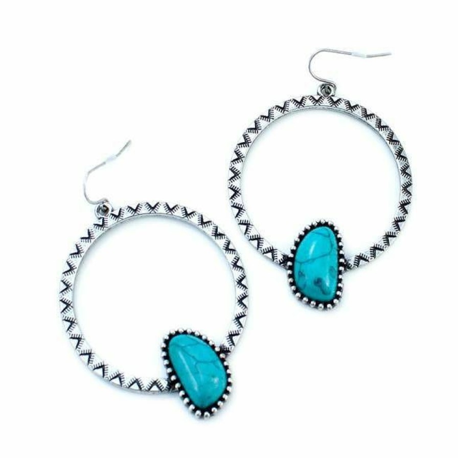 * Wyo-Horse Women'S Asymmetrical Hopi Hoop Earrings Turquoise, Metal New Arrivals Jewelry