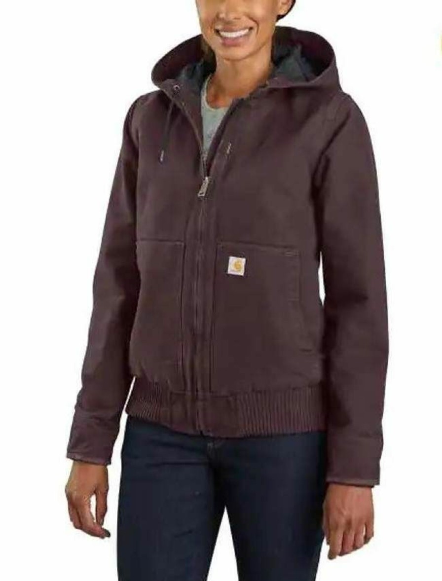 * Carhartt Women'S Washed Duck Insulated Active Jacket Top Selling Deep Wine Coats & Jackets