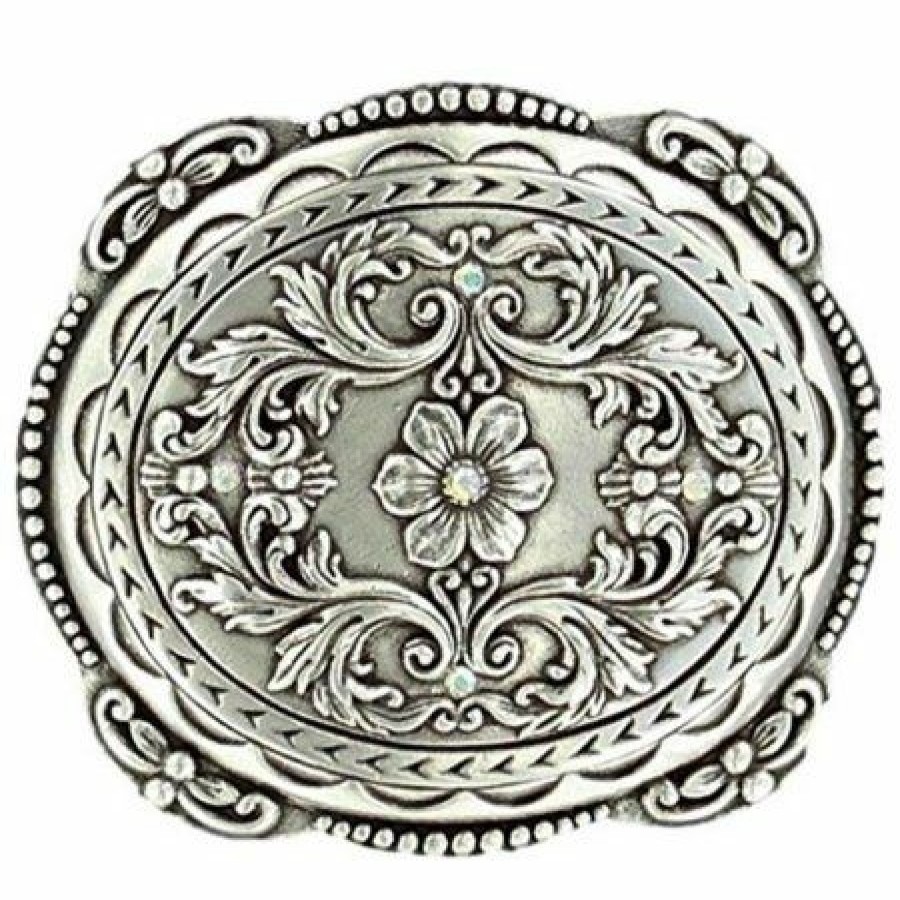 * Crumrine Women'S Flower Rhinestone Buckle Silver Online Sales Belts & Buckles