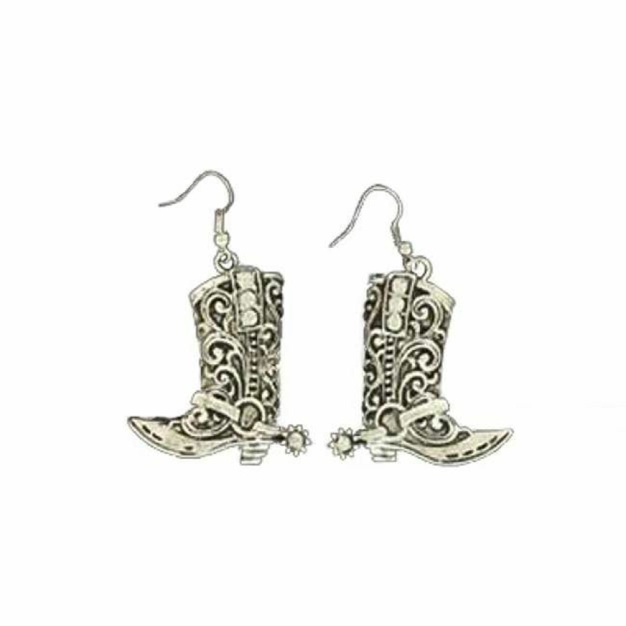 * Blazin Roxx Women'S Cowboy Boot Earrings Silver Premium Jewelry