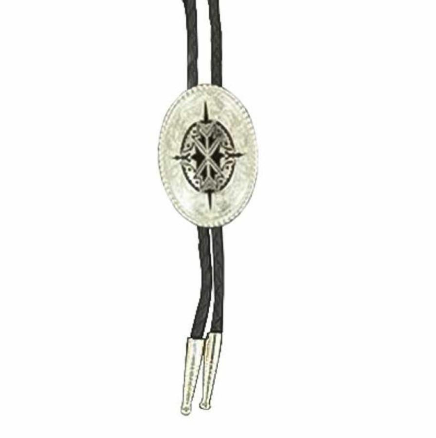 * Double S Men'S Leatherette Bolo Tie Black/Silver New Threads Jewelry