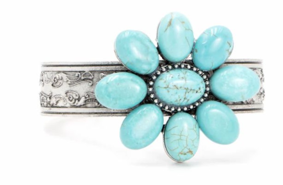 * Cowgirl Confetti In Bloom Turquoise Cuff Bracelet Flash Sale Jewelry