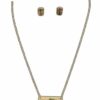 * Blazin Roxx Earring And Necklace Gold Bar Cross Jewelry Set Gold Cheap Jewelry