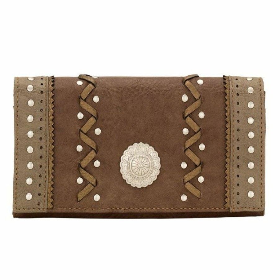 * American West Flap Wallet Coffee/Beige Flash Sale Wallets