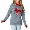 * Ampersand Avenue Women'S Reindeer Crossing Doublehood Sweatshirt Outlet Grey/Buffalo Plaid Hoodies & Sweatshirts