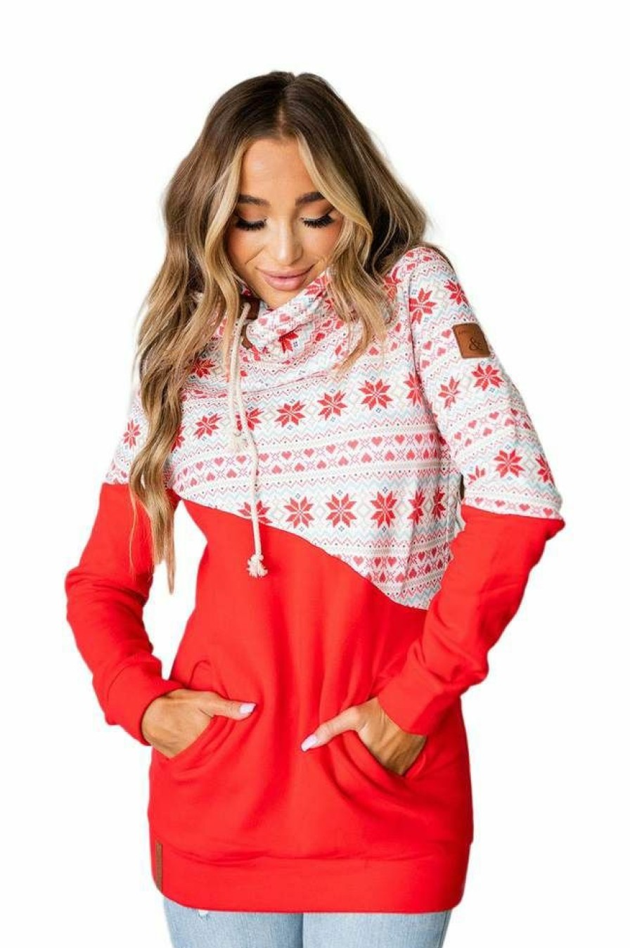 * Ampersand Avenue Women'S Better Not Pout Singlehood Sweatshirt New Arrivals Red/White Hoodies & Sweatshirts