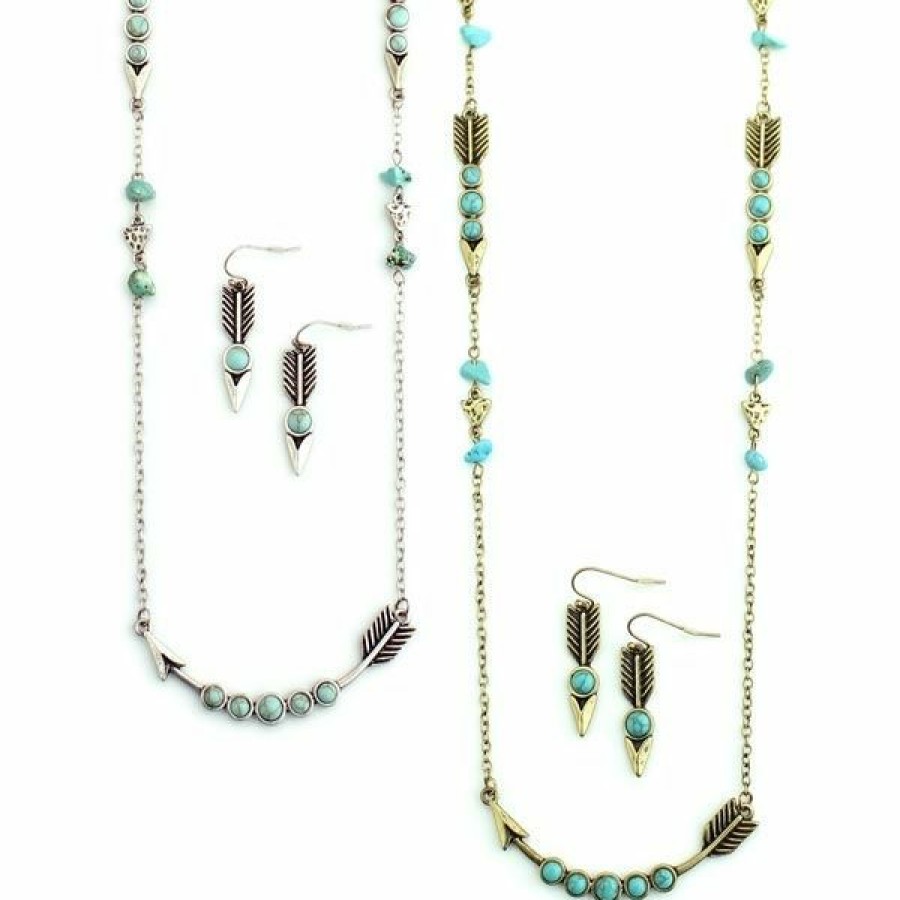 * Wyo-Horse Women'S Jewelry Set Arrow- Turquoise & Silver Discount Jewelry