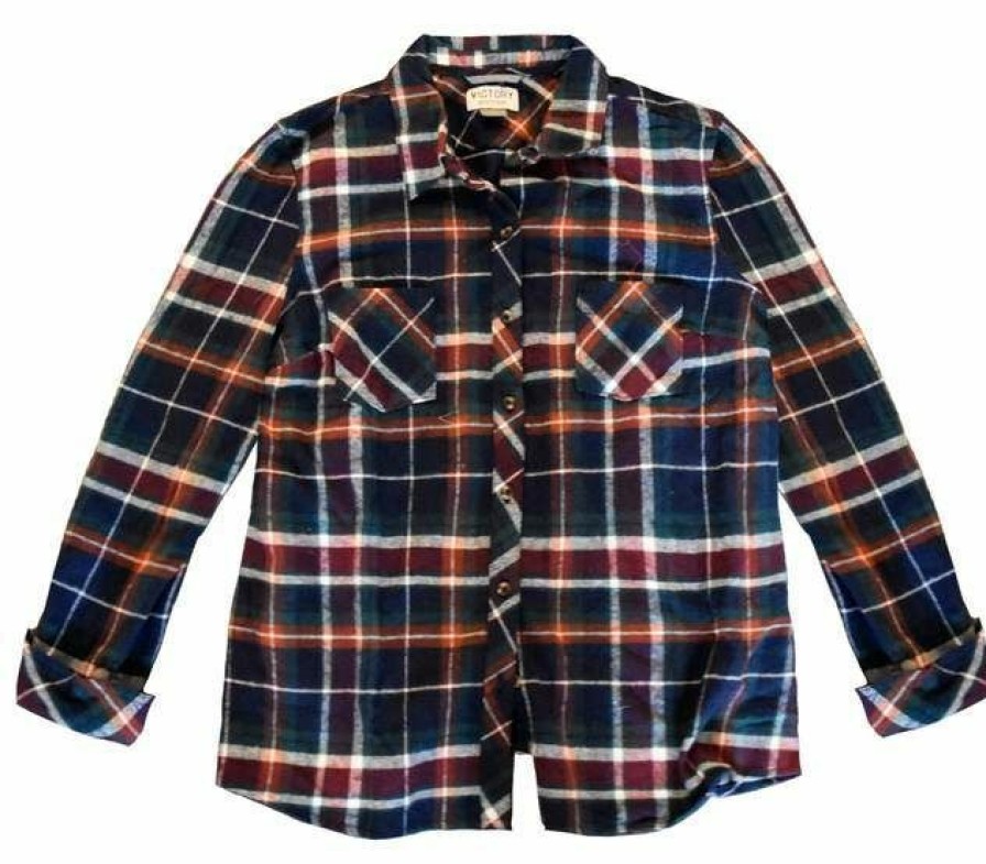 * Victory Sportswear Women'S 2 Pocket Flannel Plaid Shirt New Threads Spice Shirts