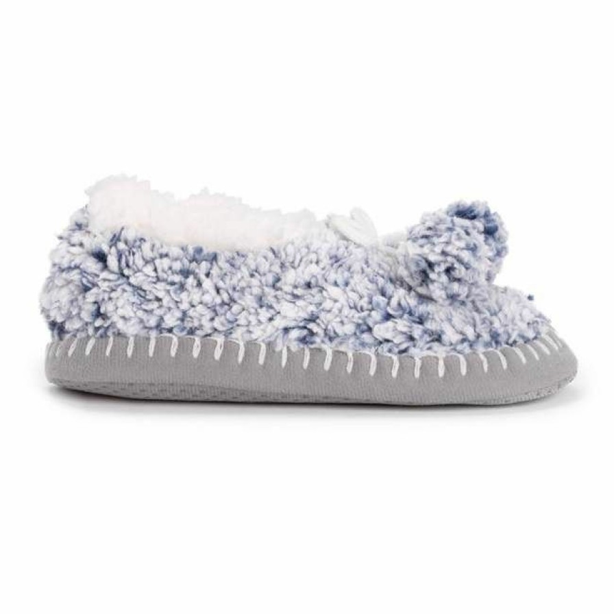 * Muk Luks Women'S Fuzzy Pom Ballerina Slippers Cheap Slippers