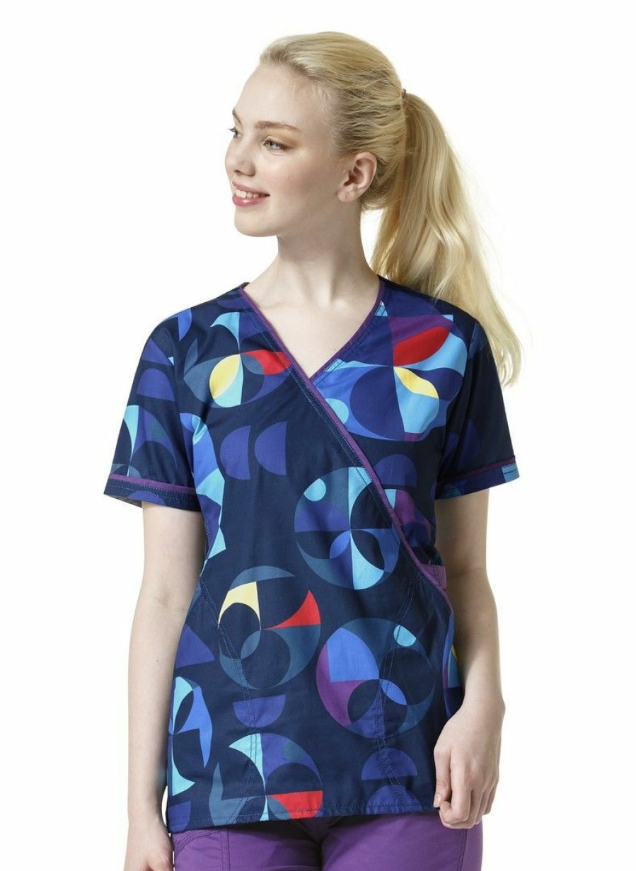 * Wonderwink Women'S Serenity Women'S Mock Wrap Print Top Best Price Scrubs