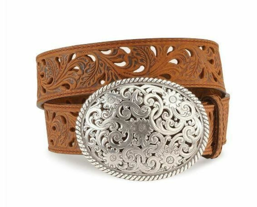 * Brighton Women'S Filigree Cutout Belt Cheap Brown Belts & Buckles