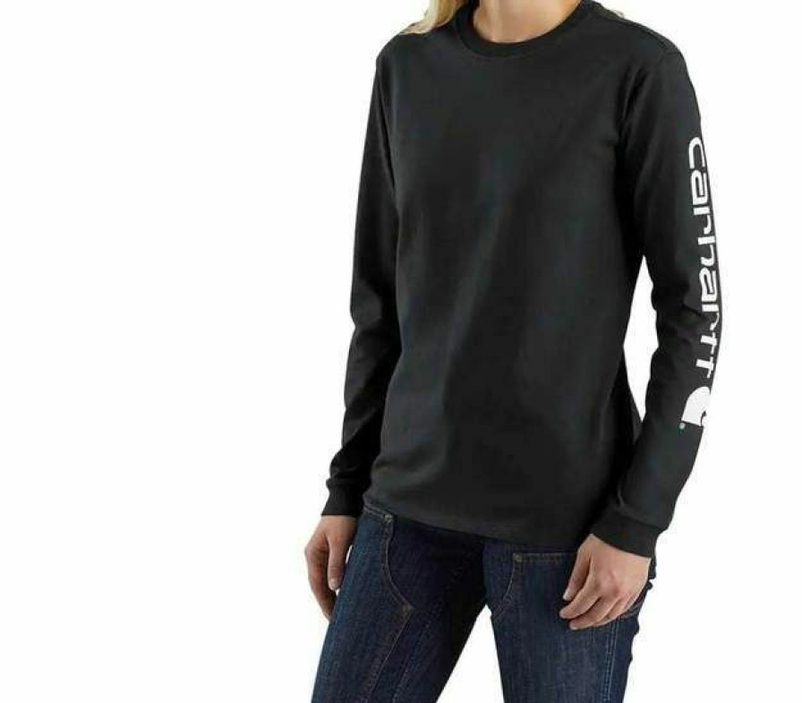 * Carhartt Women'S Loose Fit Heavyweight Long Sleeve Logo Sleeve Graphic T-Shirt Best Price Shirts