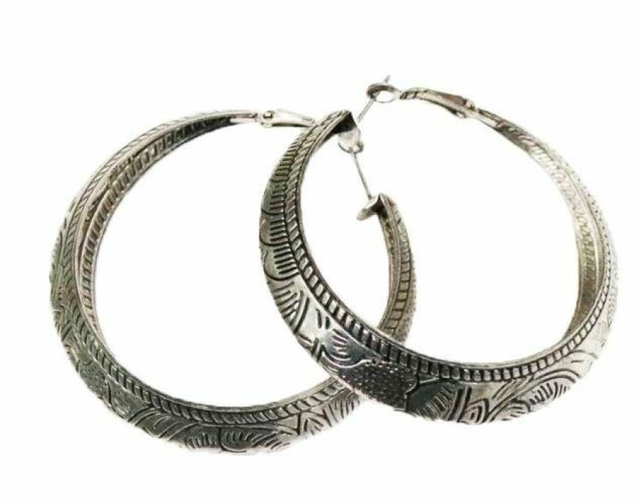 * West 20 Women'S Tooled Hoop Earring Nickel|Lead Flash Sale Jewelry