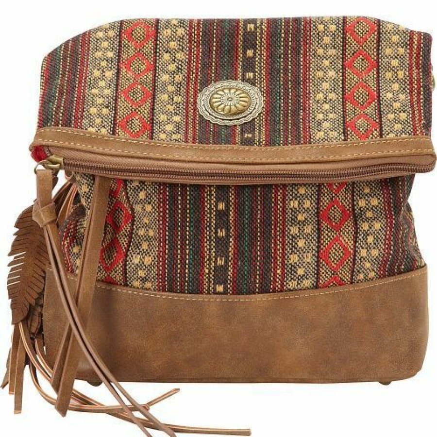 * American West Women'S Bandana Serape Fold Over Crossbody Brown New Arrivals Bags & Purses