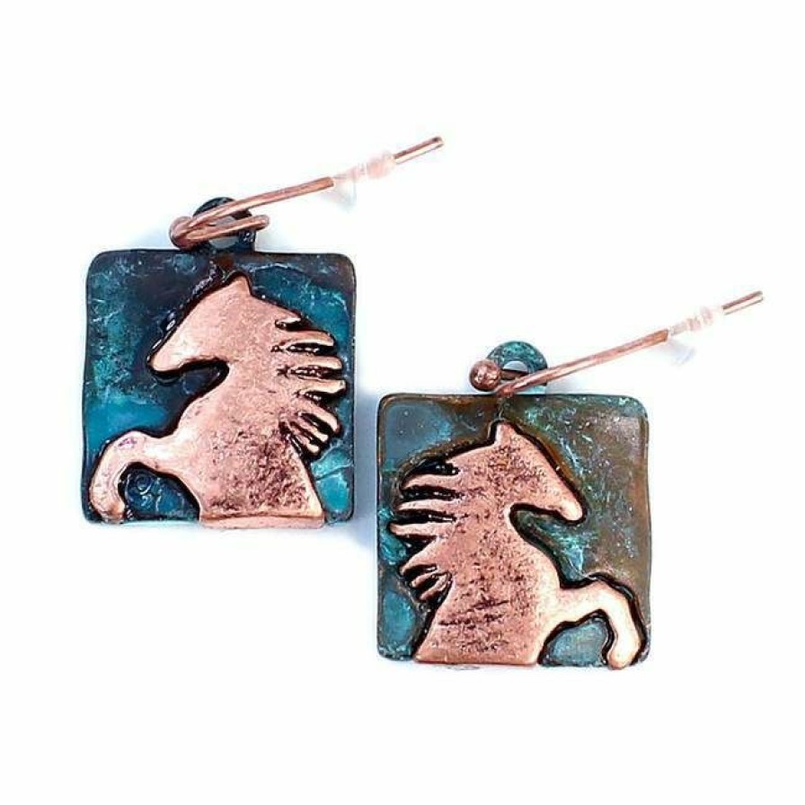 * Wyo-Horse Women'S Wild Horse Earrings Patina, Metal Online Sales Jewelry