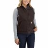 * Carhartt Women'S Relaxed Fit Washed Duck Sherpa Lined Mock Neck Vest Flash Sale Coats & Jackets