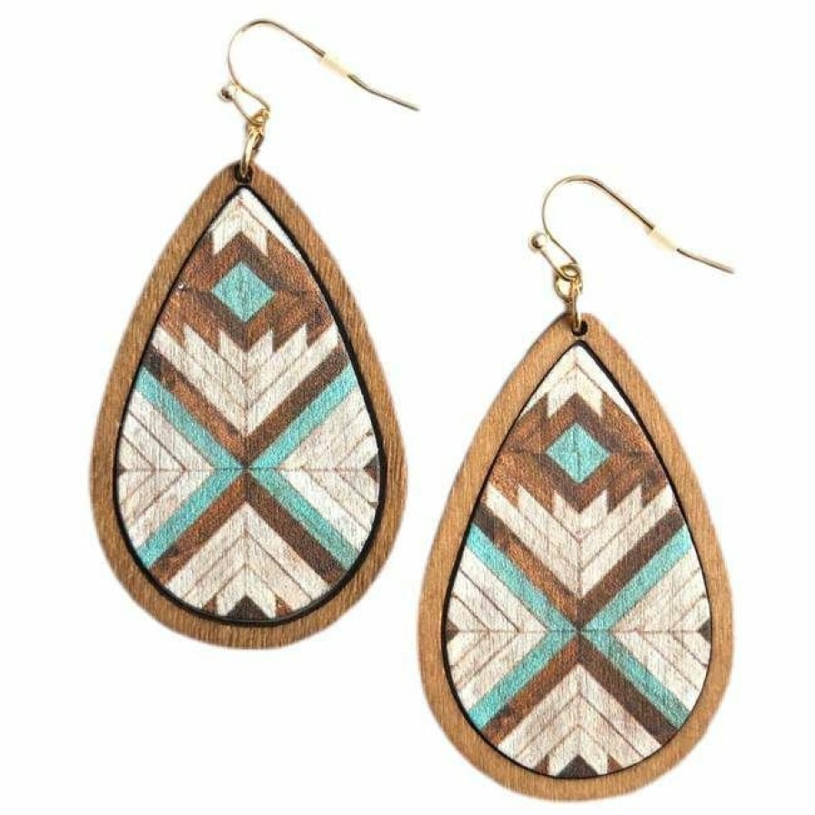 * Wyo-Horse Women'S Chevron Parquette Wood Earrings Multi, Wood Top Selling Jewelry