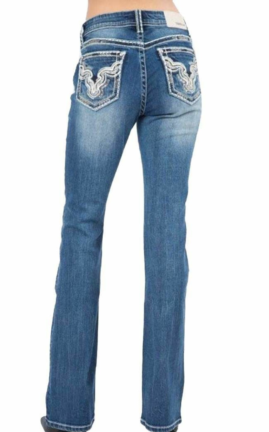 * Grace In La Women'S Longhorn Embroidered Pocket Easy Bootcut Jeans Hot Selling Pants