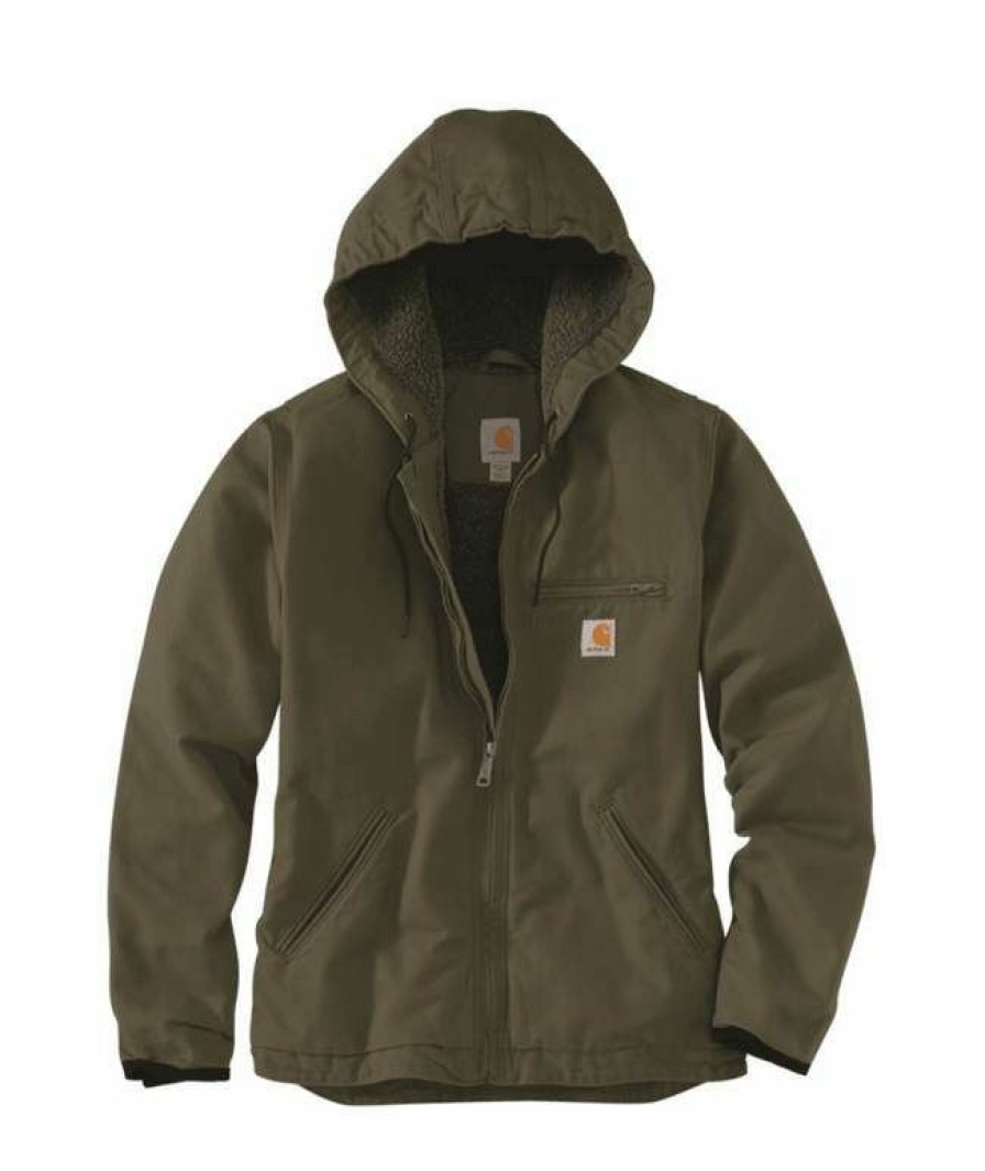 * Carhartt Women'S Loose Fit Washed Duck Sherpa Lined Jacket Outlet Coats & Jackets