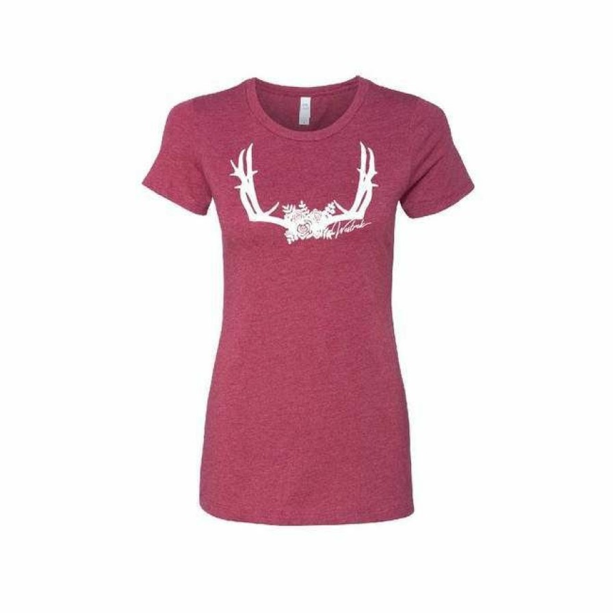 * Westrek Hunting Women'S Floral Antler Short Sleeve Tee Shirt New Arrivals Shirts