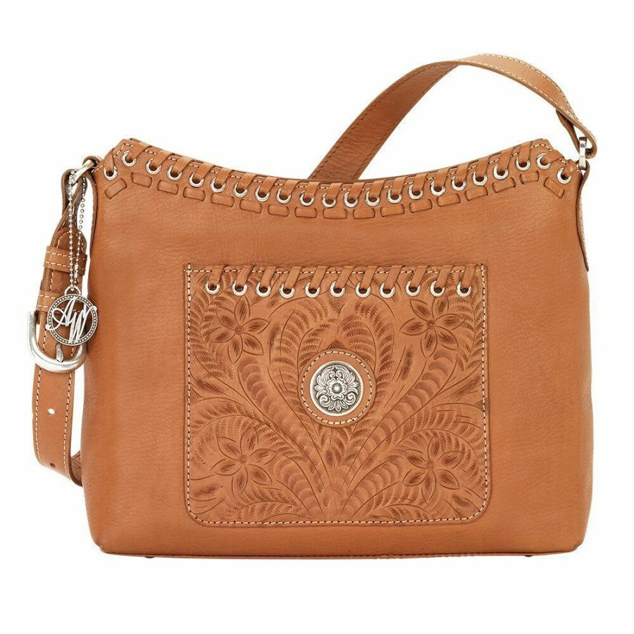 * American West Women'S Zip Top Shoulder Bag Tan Online Sales Bags & Purses