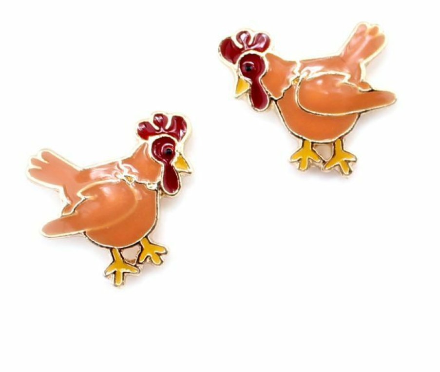 * Wyo-Horse Enamel Chicken Earrings Discount Jewelry